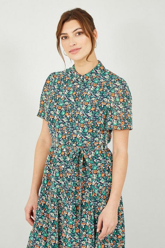 Yumi Green Ditsy Floral Shirt Dress 2