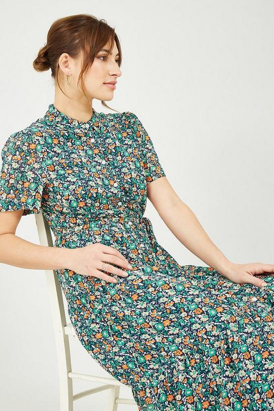Yumi Green Ditsy Floral Shirt Dress 4