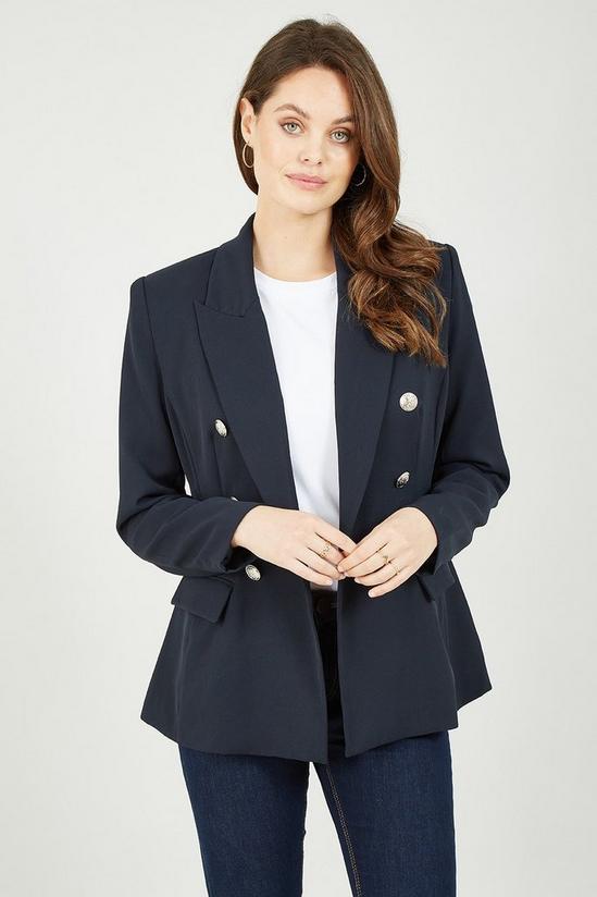Yumi Navy Blazer With Contrast Stripe Lining 1