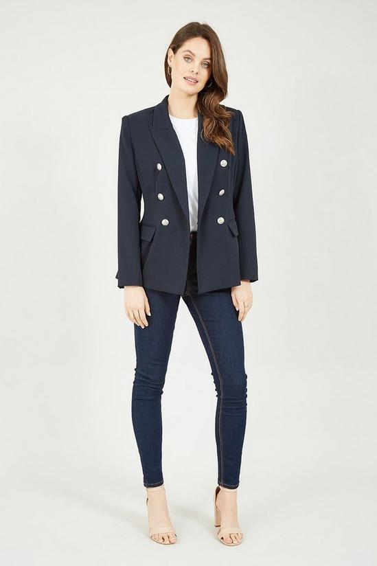 Yumi Navy Blazer With Contrast Stripe Lining 2