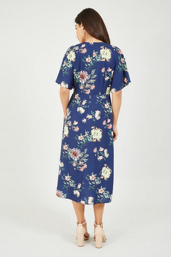 Yumi Navy Floral Blossom Print Kimono Dress 3