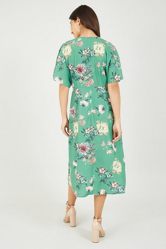 Yumi Green Floral Blossom Print Kimono Dress 3