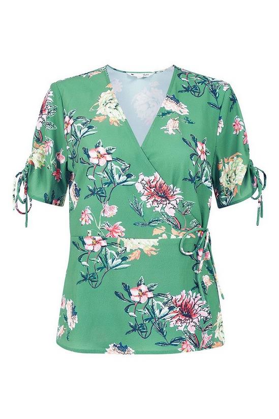 Yumi Sage Green Floral Blossom Print Wrap Top 4