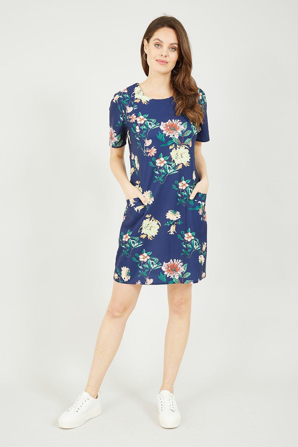 Navy Floral Blossom Print Tunic