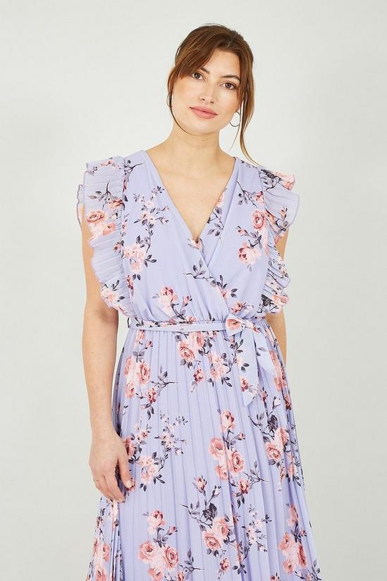 Yumi Lilac Floral Frill Sleeve Maxi Dress 2