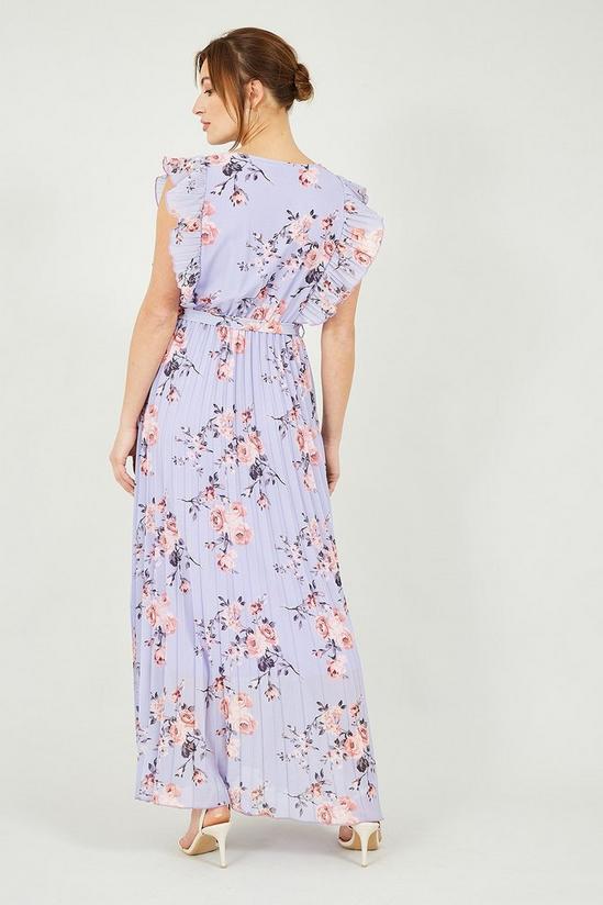 Yumi Lilac Floral Frill Sleeve Maxi Dress 3
