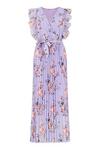 Yumi Lilac Floral Frill Sleeve Maxi Dress thumbnail 4