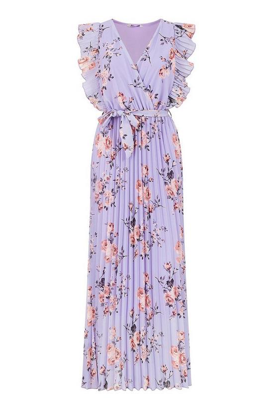 Yumi Lilac Floral Frill Sleeve Maxi Dress 4