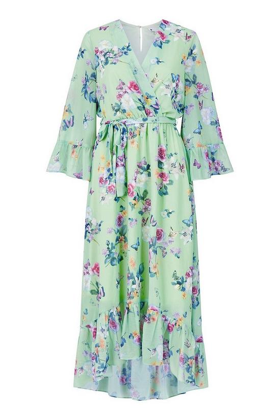Yumi Mint Green Floral Butterfly Wrap High Low Dress 5