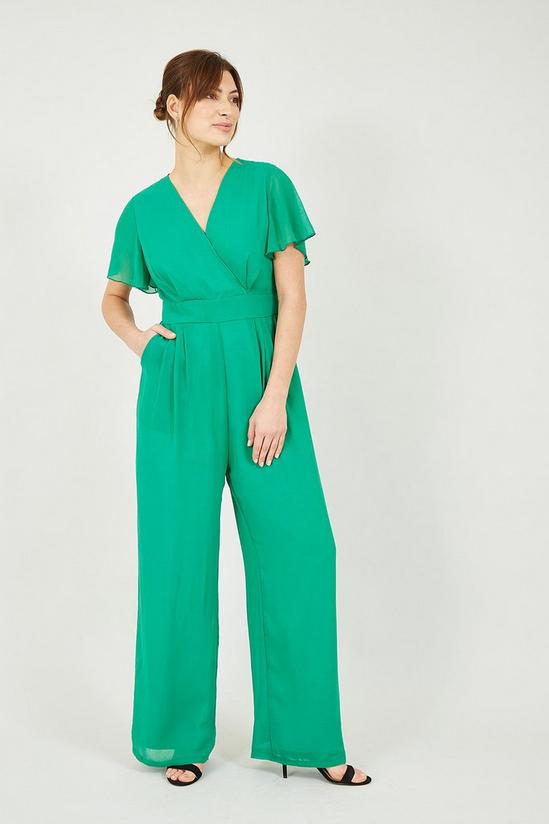 Yumi Green Jumpsuit With Angel Sleeves 1
