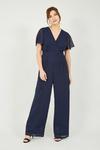 Yumi Navy Jumpsuit With Angel Sleeves thumbnail 1
