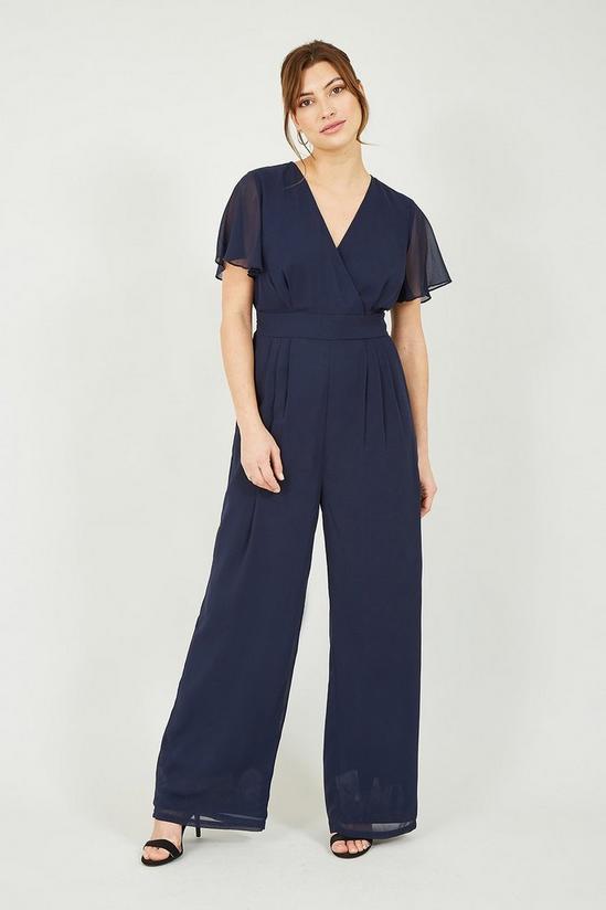 Yumi Navy Jumpsuit With Angel Sleeves 1