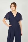 Yumi Navy Jumpsuit With Angel Sleeves thumbnail 3
