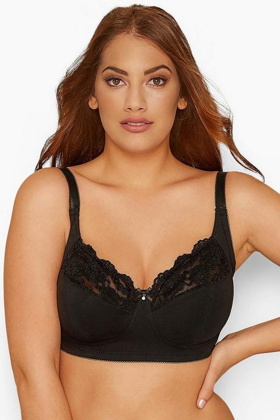 Yours Non-Wired Cotton Bra With Lace Trim 1