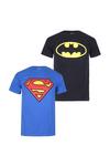 DC Comics Batman & Superman Logo Cotton T-Shirt 2 Pack thumbnail 1