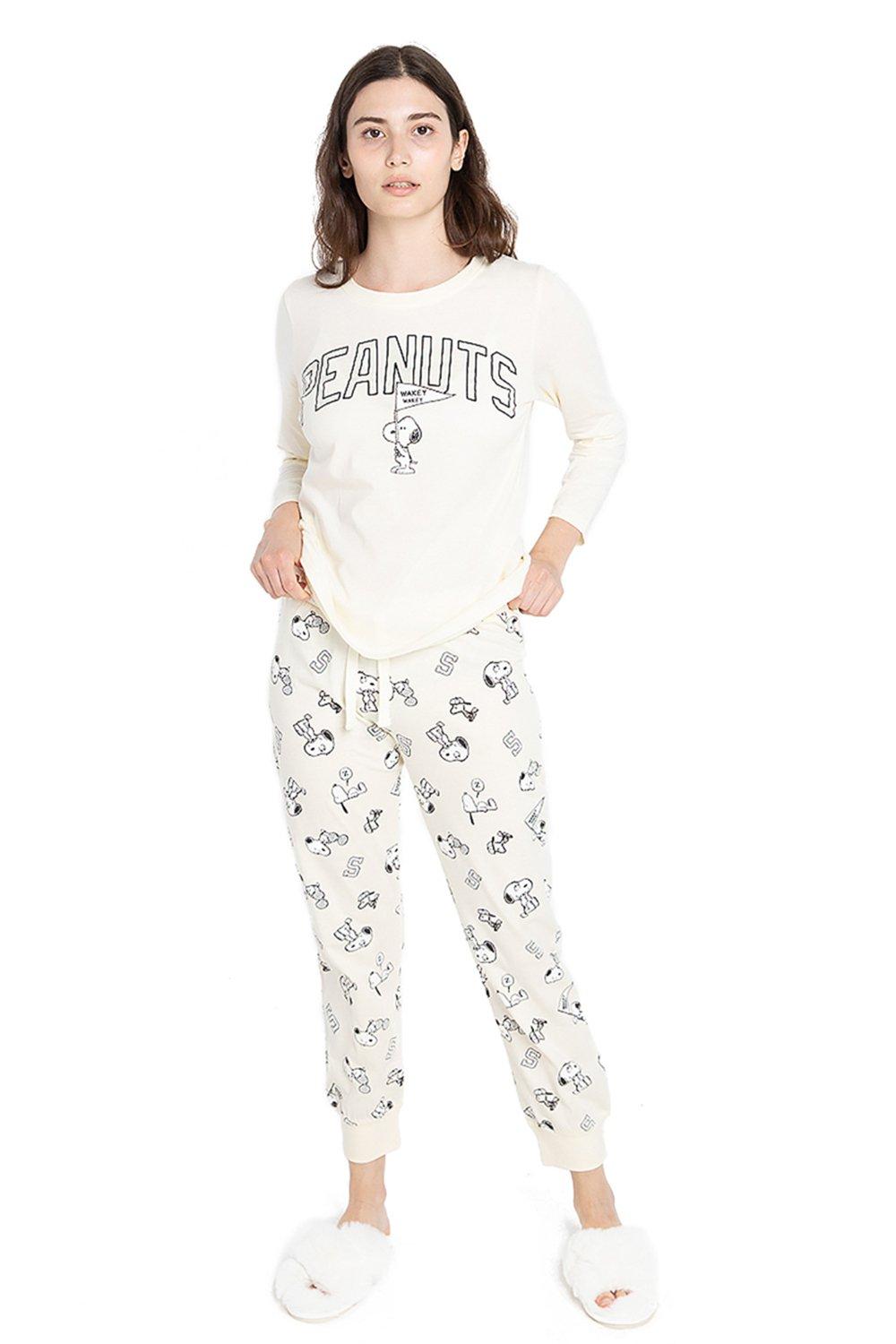 Nightwear | Snoopy Wakey Wakey Ladies Long Cotton Sleep Set | Peanuts