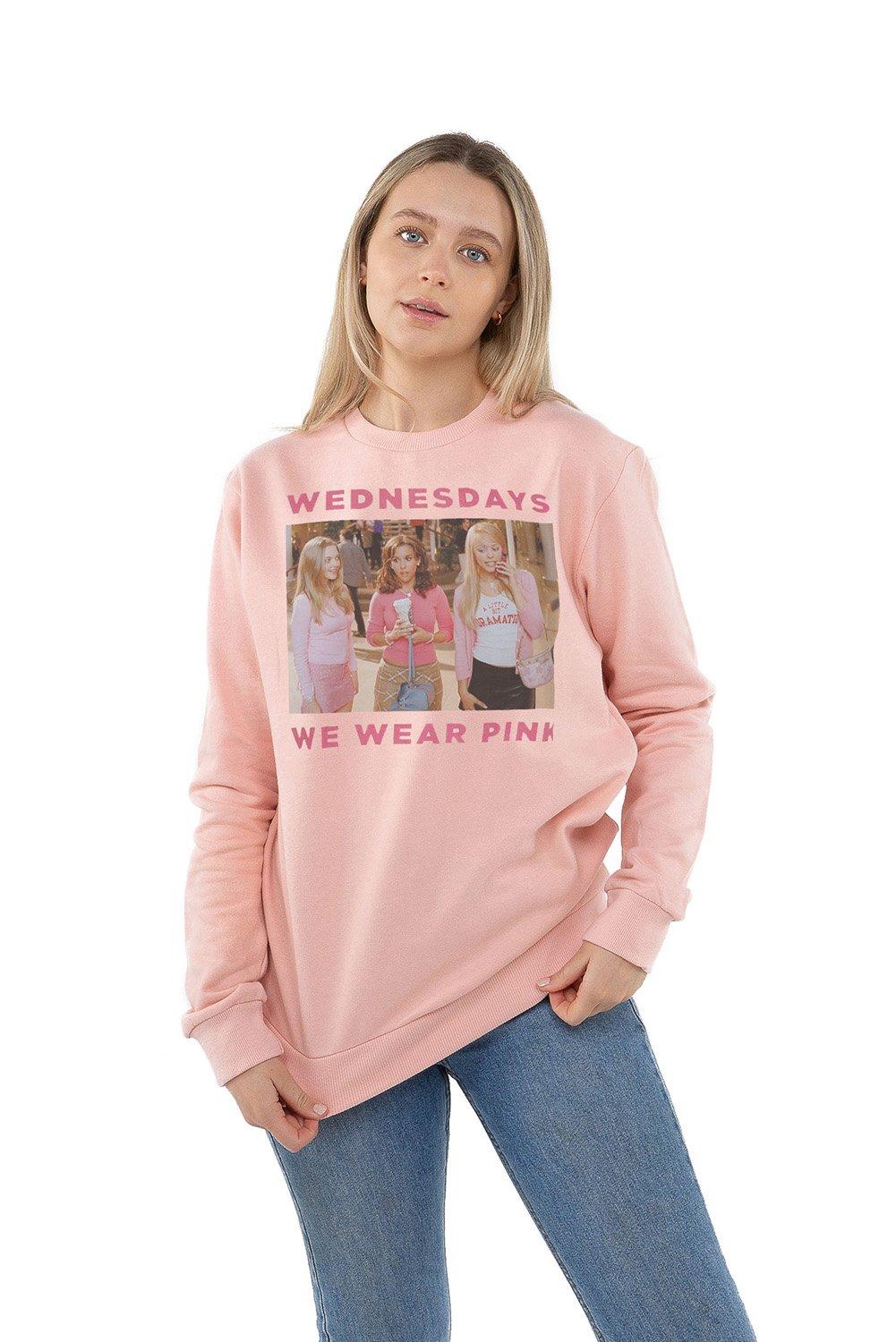 Mean Girls On Wednesdays We Wear Pink Crew Sweatshirt