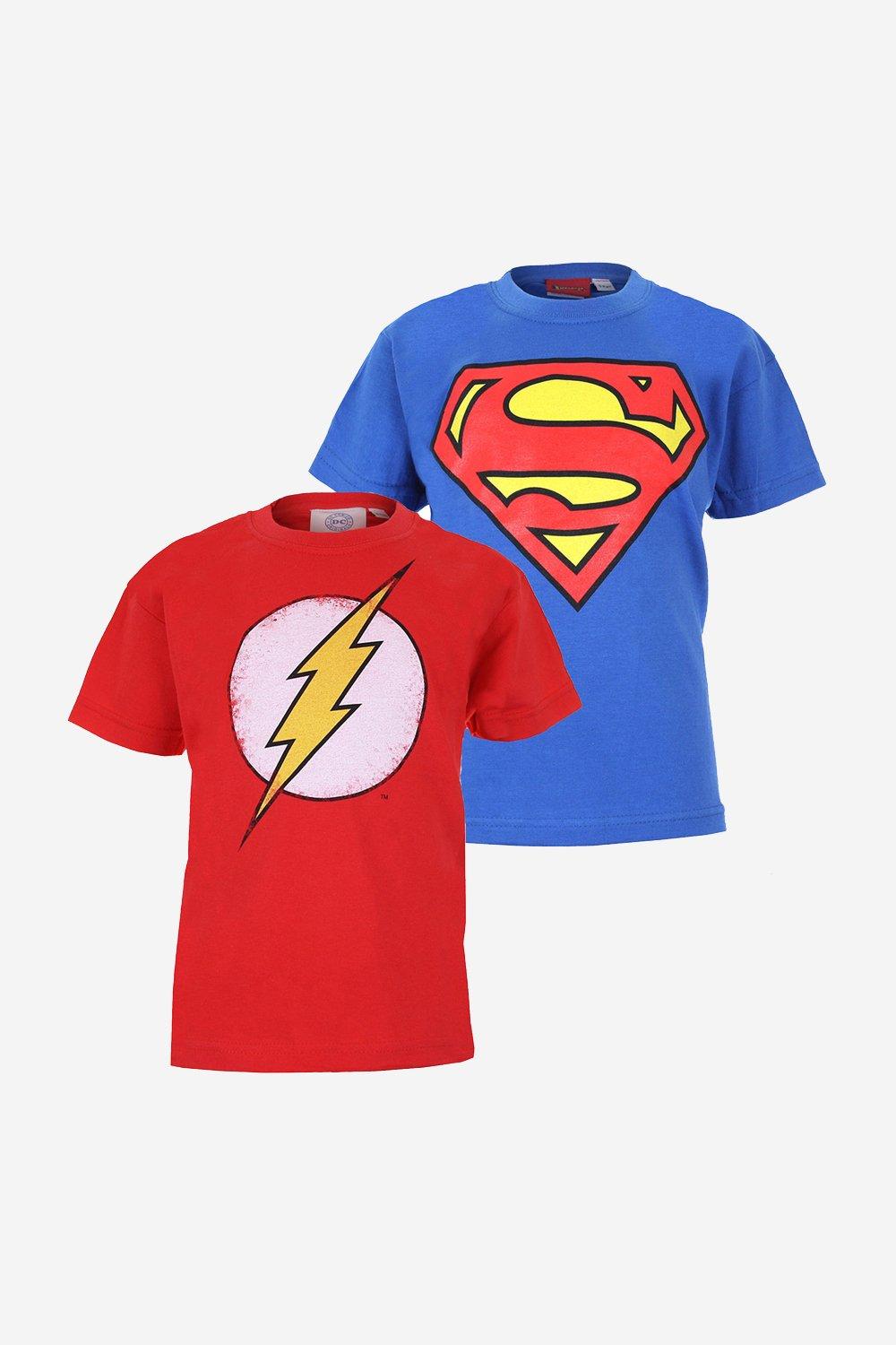 Superman & The Flash Logo Kids T-Shirt 2 Pack