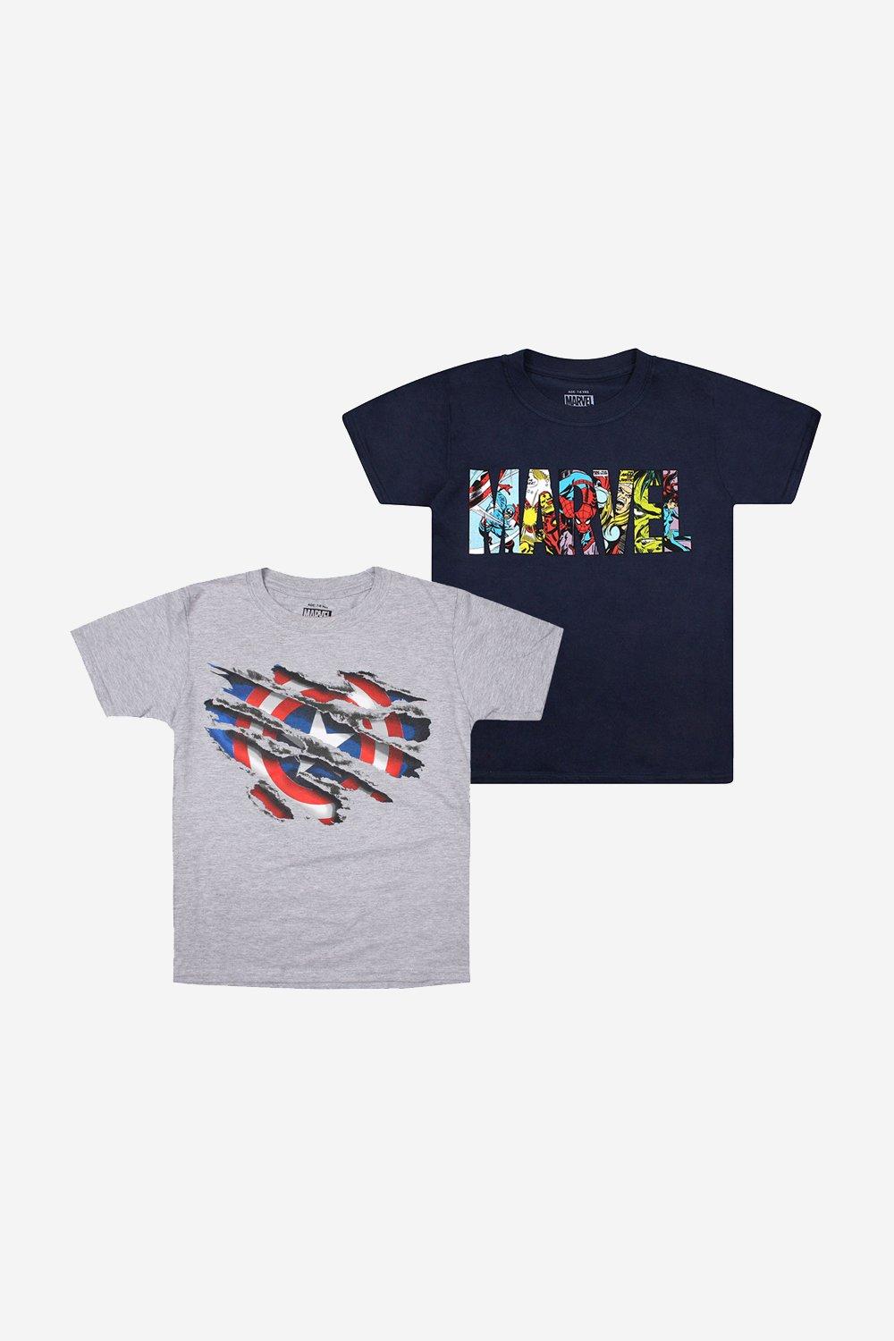 Marvel & Captain America Pack Boys T-Shirt 2 Pack