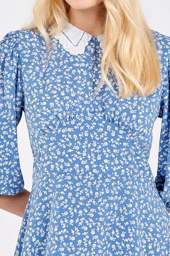 Blue Vanilla Button Front Collar Detail Tea Dress 2