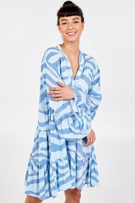 Blue Vanilla Zebra Print Oversized Tiered Dress 1