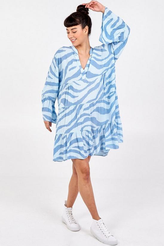Blue Vanilla Zebra Print Oversized Tiered Dress 4