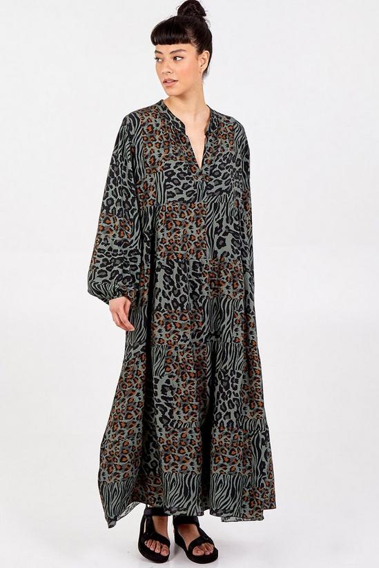 Blue Vanilla Leopard Print Tiered Mini Dress 1