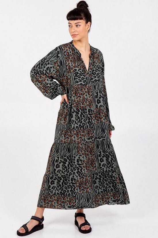 Blue Vanilla Leopard Print Tiered Mini Dress 4