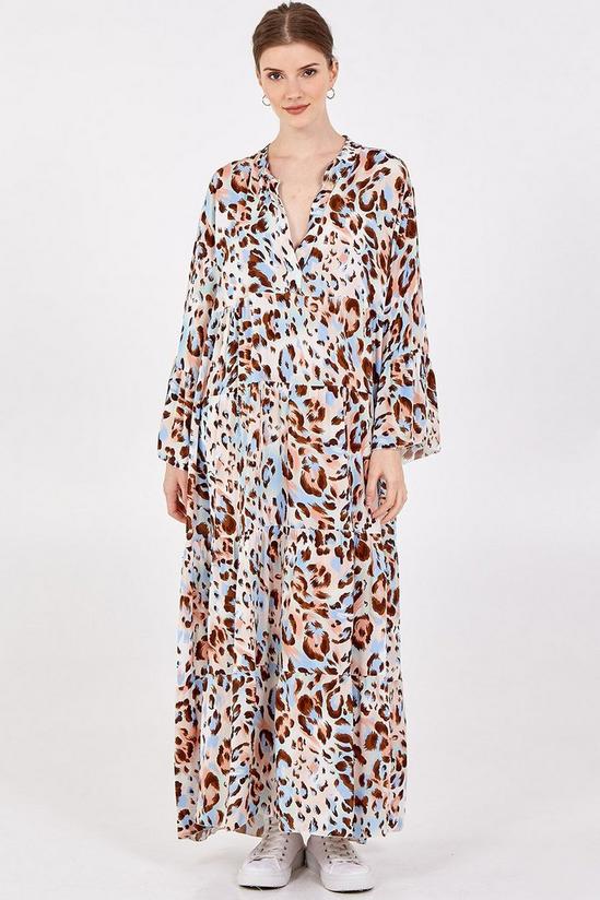 Blue Vanilla Leopard Tiered Maxi Dress 1