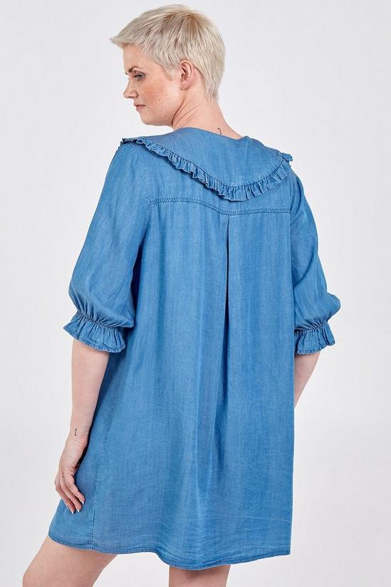 Blue Vanilla Collar Frill Sleeve Button Front Mini Dress 3