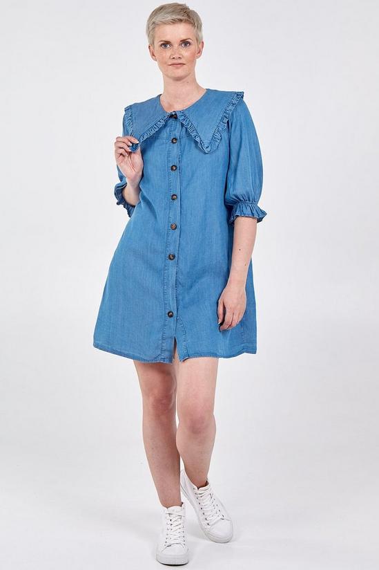 Blue Vanilla Collar Frill Sleeve Button Front Mini Dress 4