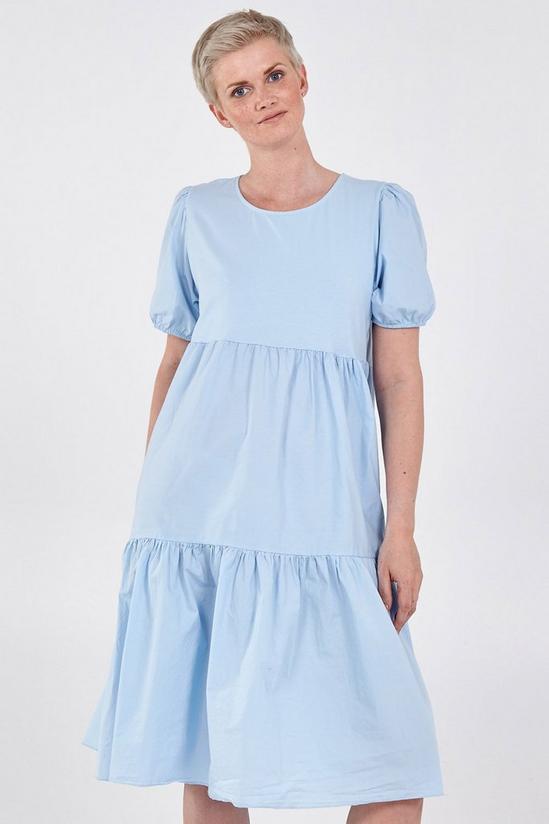 Blue Vanilla Puff Sleeve Tiered Midi Dress 1
