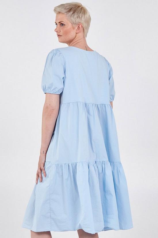 Blue Vanilla Puff Sleeve Tiered Midi Dress 3