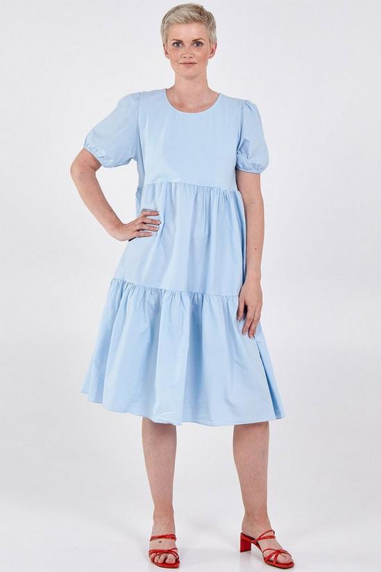 Blue Vanilla Puff Sleeve Tiered Midi Dress 4