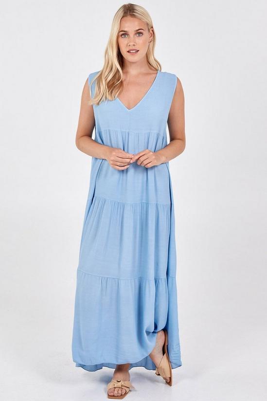 Blue Vanilla V-Neck Tiered Maxi Dress 1