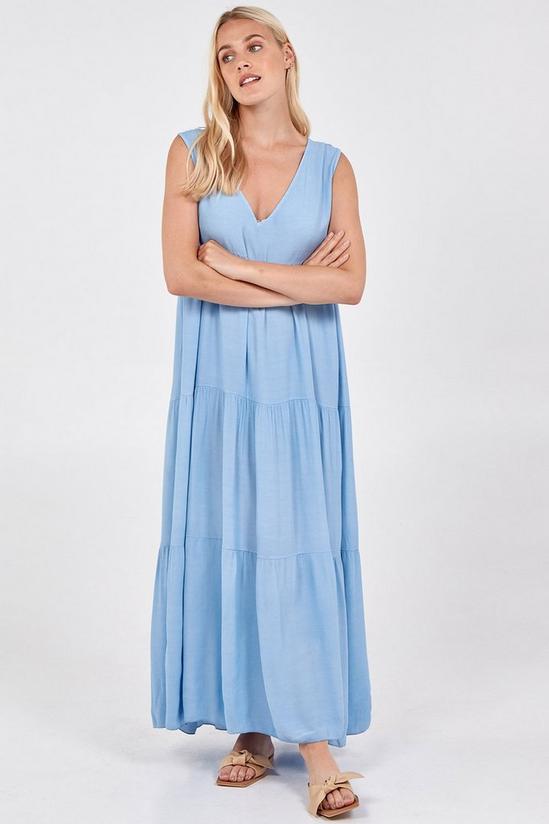 Blue Vanilla V-Neck Tiered Maxi Dress 4