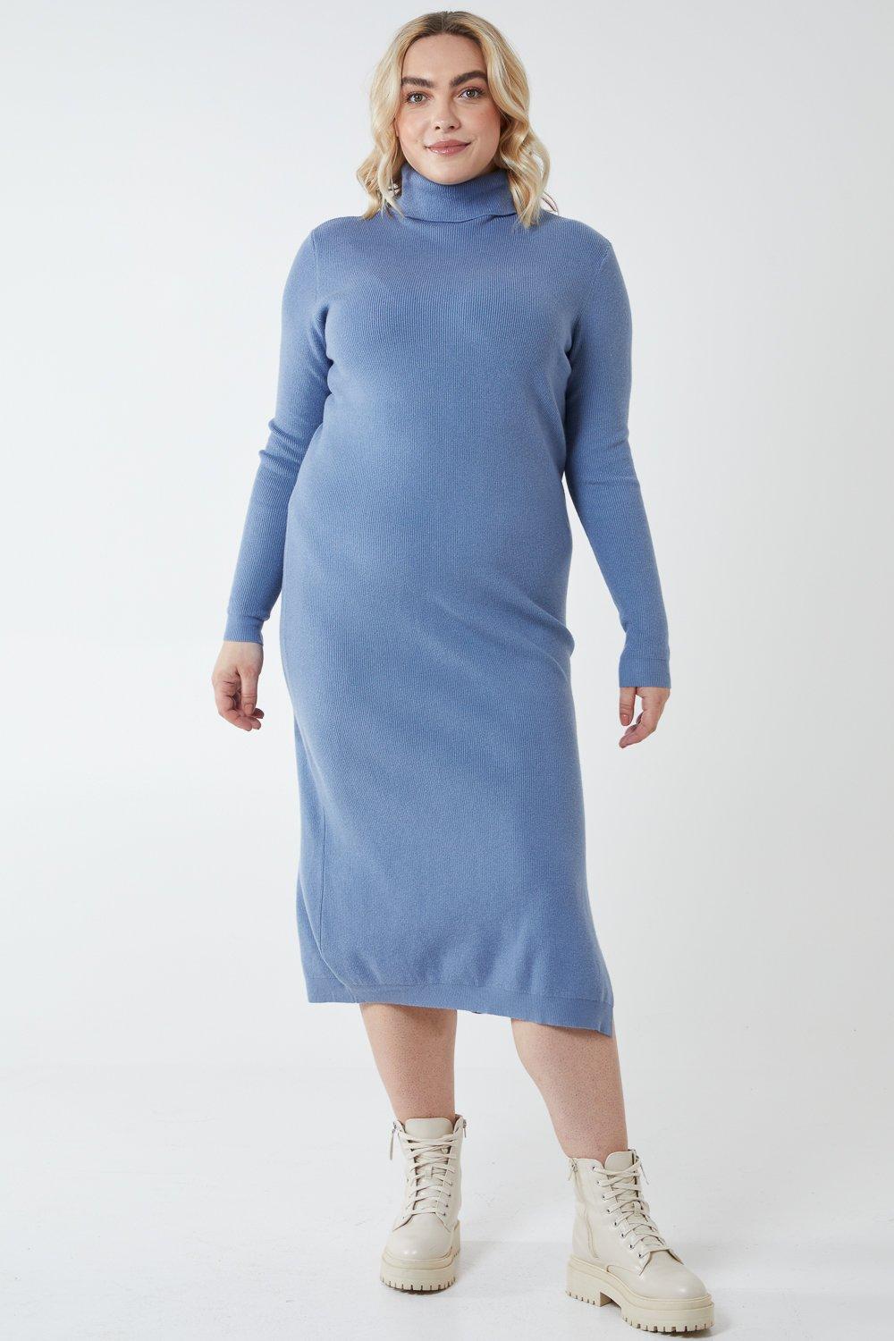 Curve Plus Size Knitted Roll Neck Dress