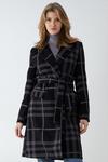 Blue Vanilla Checked Belted 3/4 Lenght Wrap Coat thumbnail 1