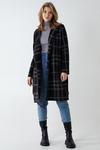 Blue Vanilla Checked Belted 3/4 Lenght Wrap Coat thumbnail 3