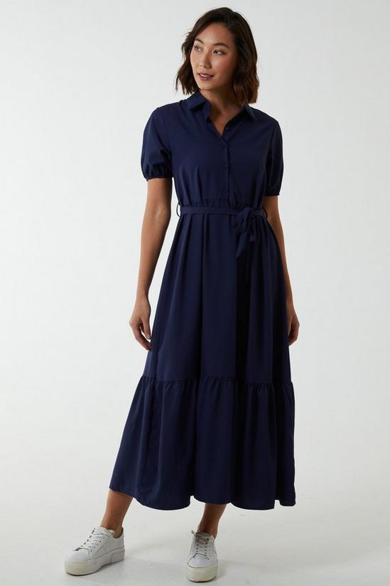 Blue Vanilla Belted Tiered Maxi Dress 1