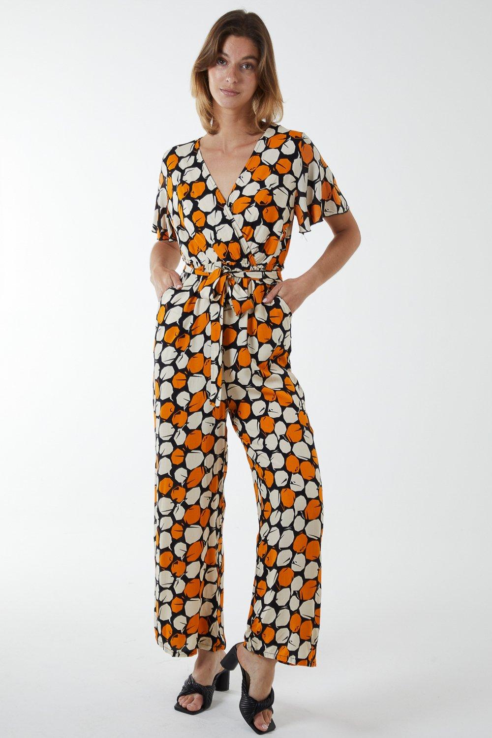abstract honeycomb cross over jumpsuit