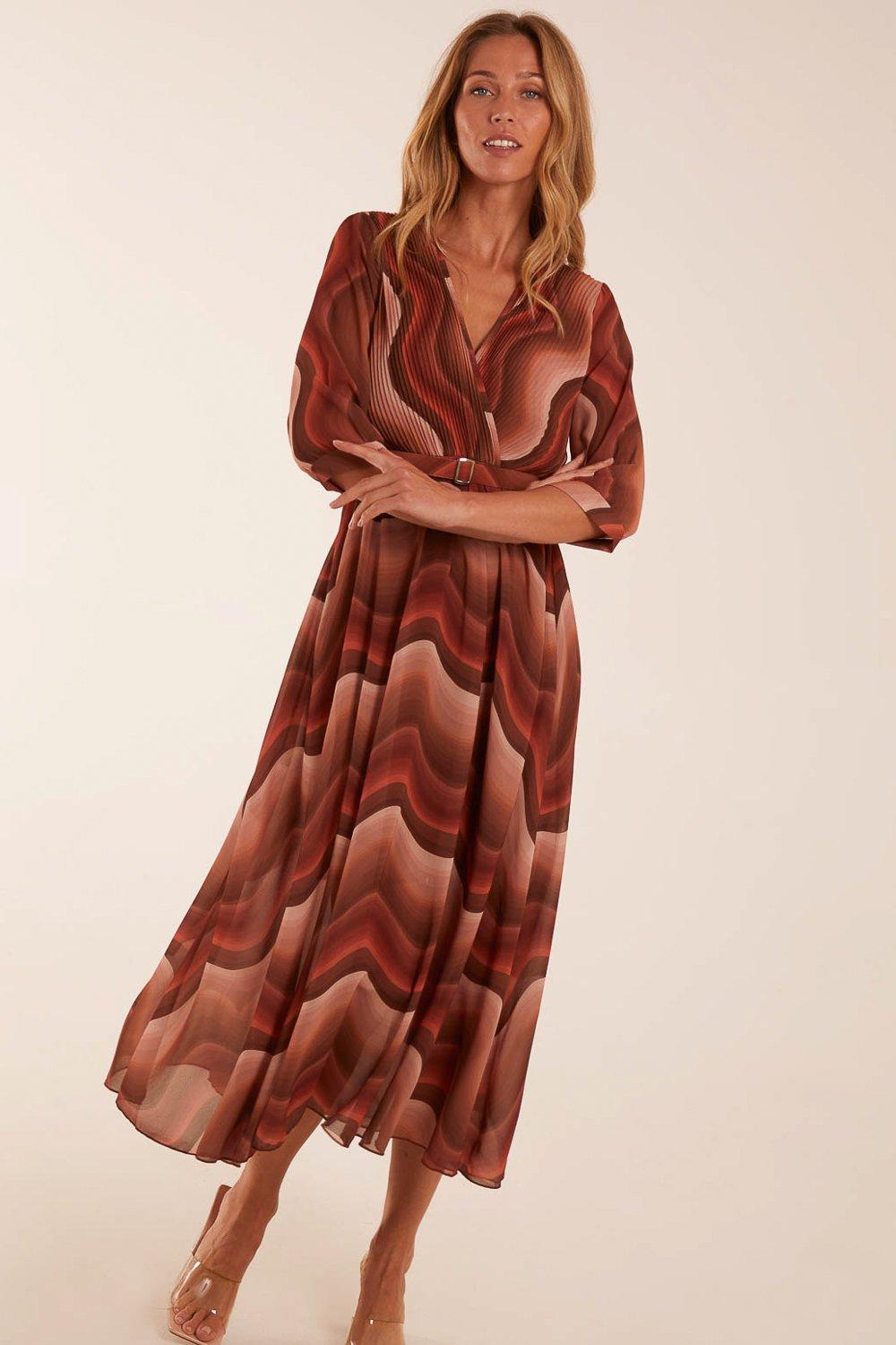 Chiffon Swirl Print Wrap Front Maxi Dress