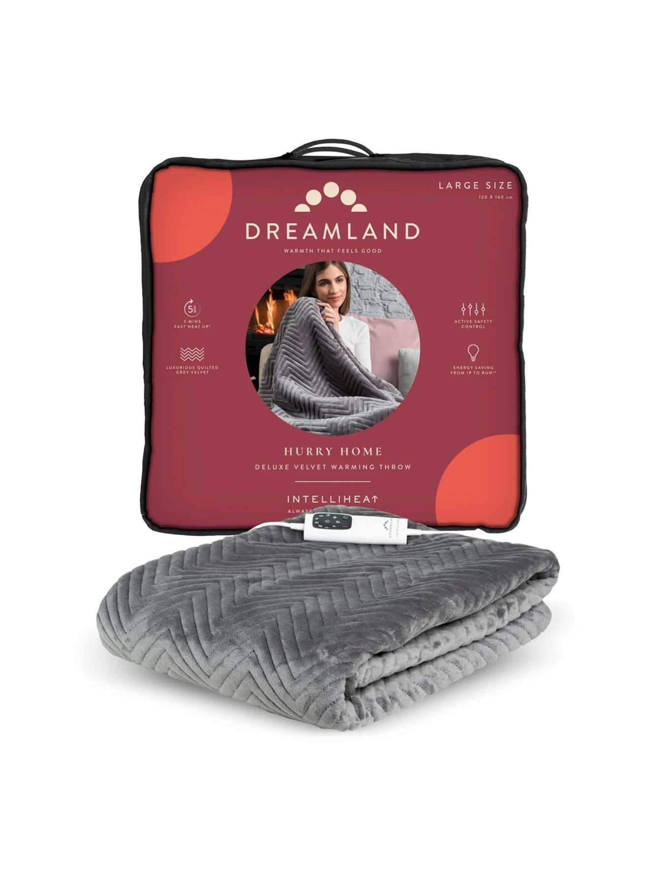 Dreamland Intelliheat Luxury Herringbone Heated Throw - Grey
