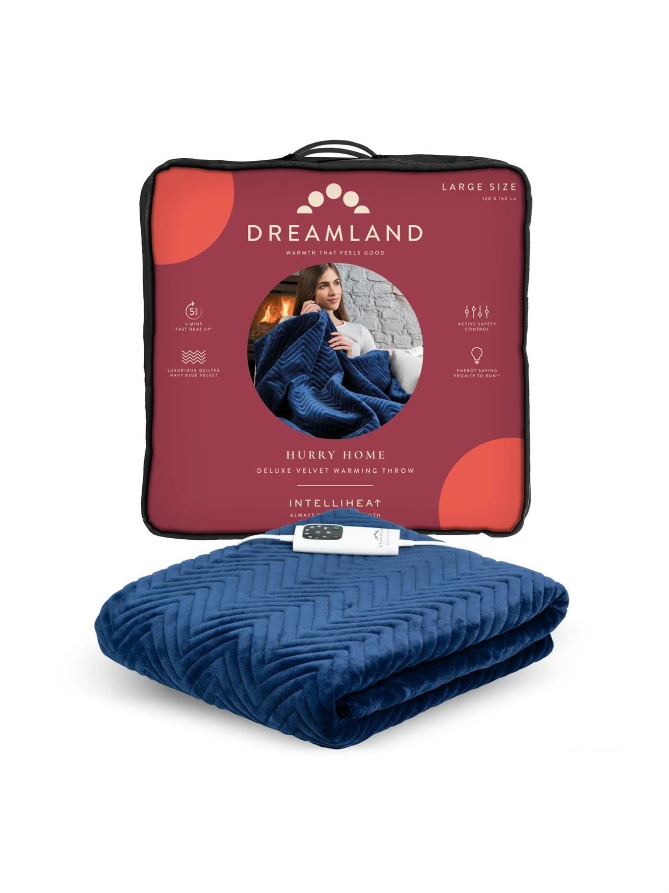 Dreamland Intelliheat Luxury Herringbone Heated Throw - Navy