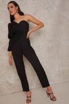 Chi Chi London Puff Sleeve One Shoulder Belted Jumpsuit thumbnail 1