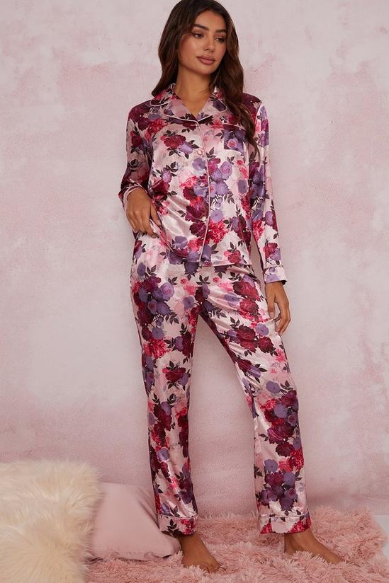 Chi Chi London Floral Pyjama Shirt Set 1