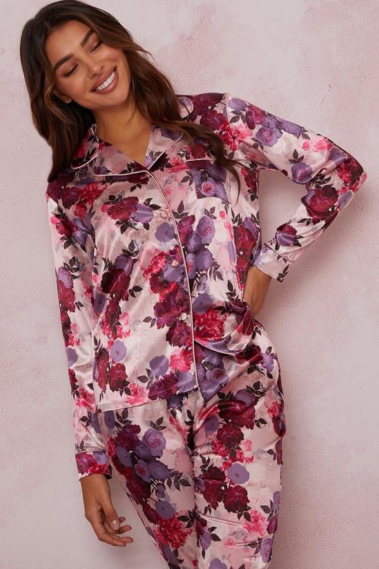 Chi Chi London Floral Pyjama Shirt Set 2
