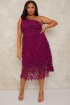 Chi Chi London Plus Size One Shoulder Crochet Midi Dress thumbnail 1