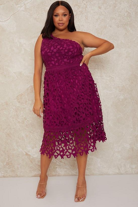 Chi Chi London Plus Size One Shoulder Crochet Midi Dress 1