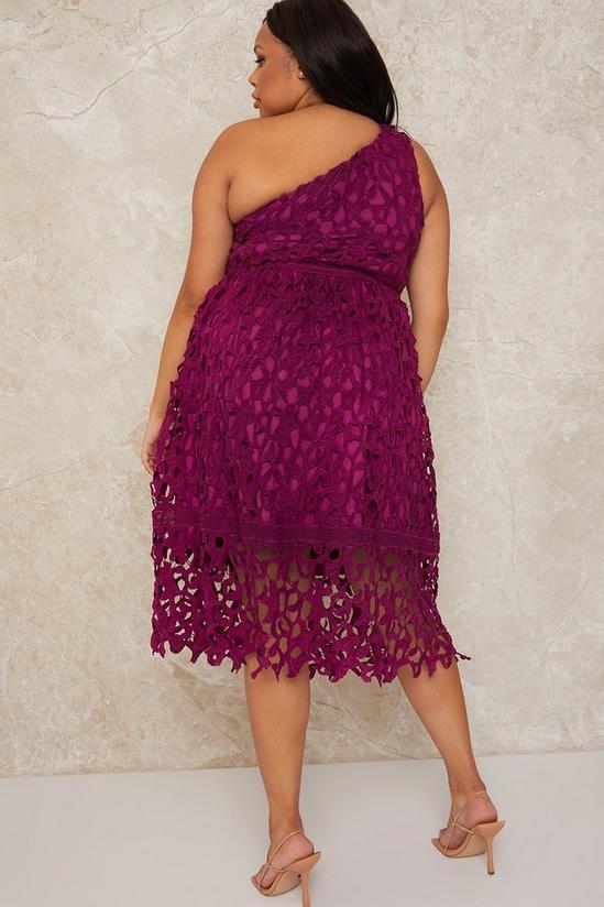 Chi Chi London Plus Size One Shoulder Crochet Midi Dress 3
